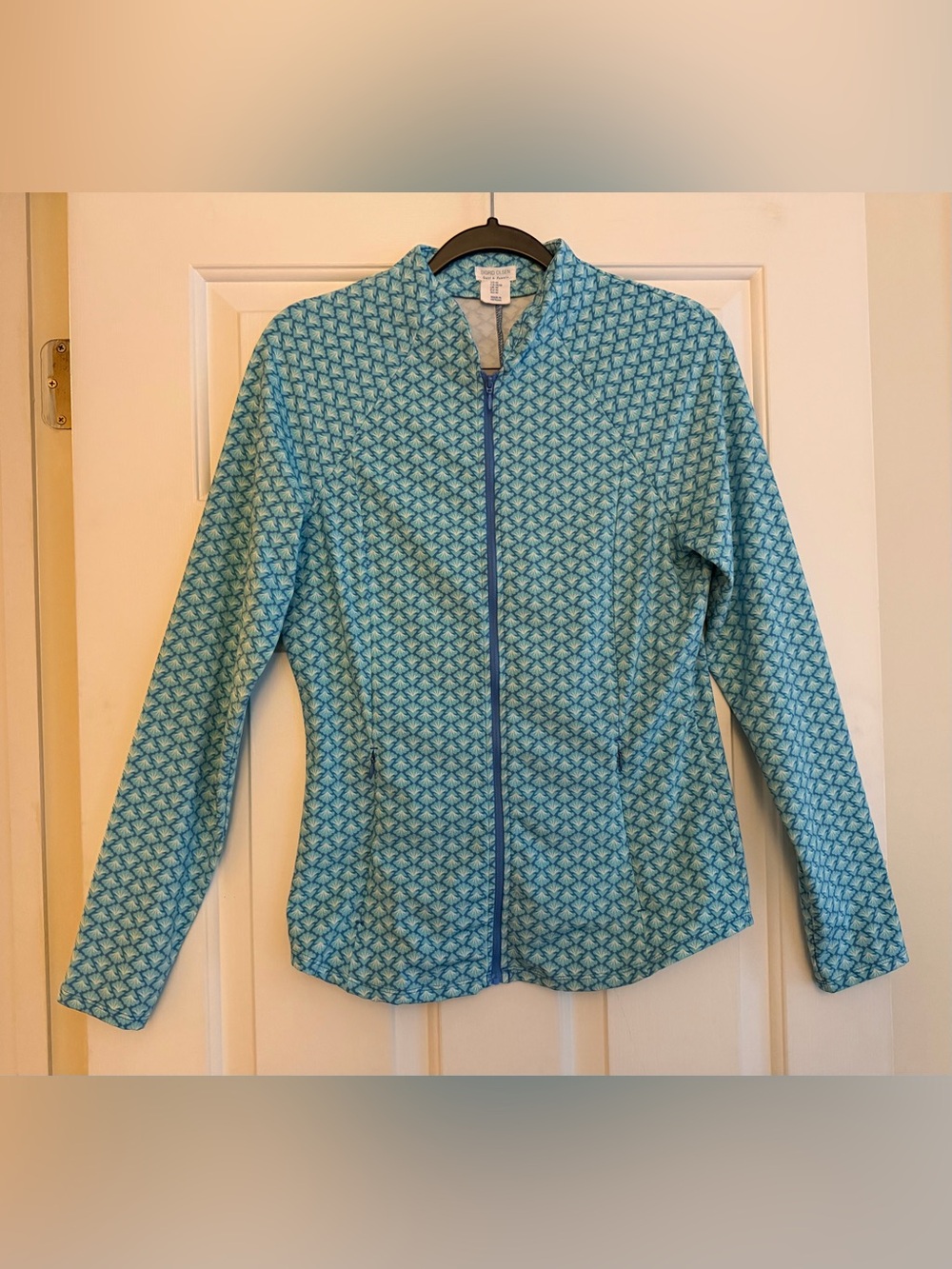 Sigrid Olsen Teal Geometric Zip-Front Utility Jacket